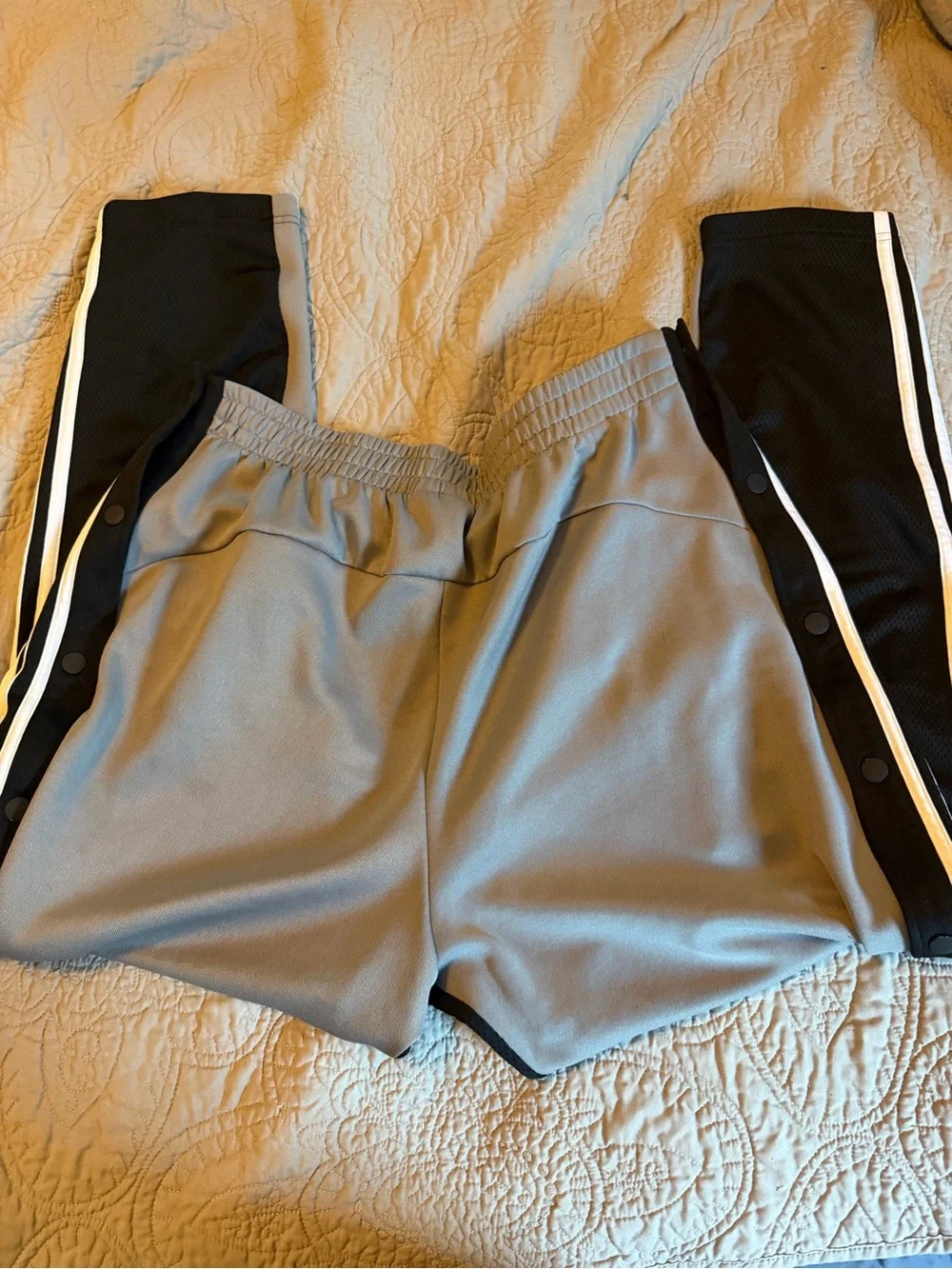 Adidas men’s  Black Snap-Trim Track Pants with Classic 3 White Stripes